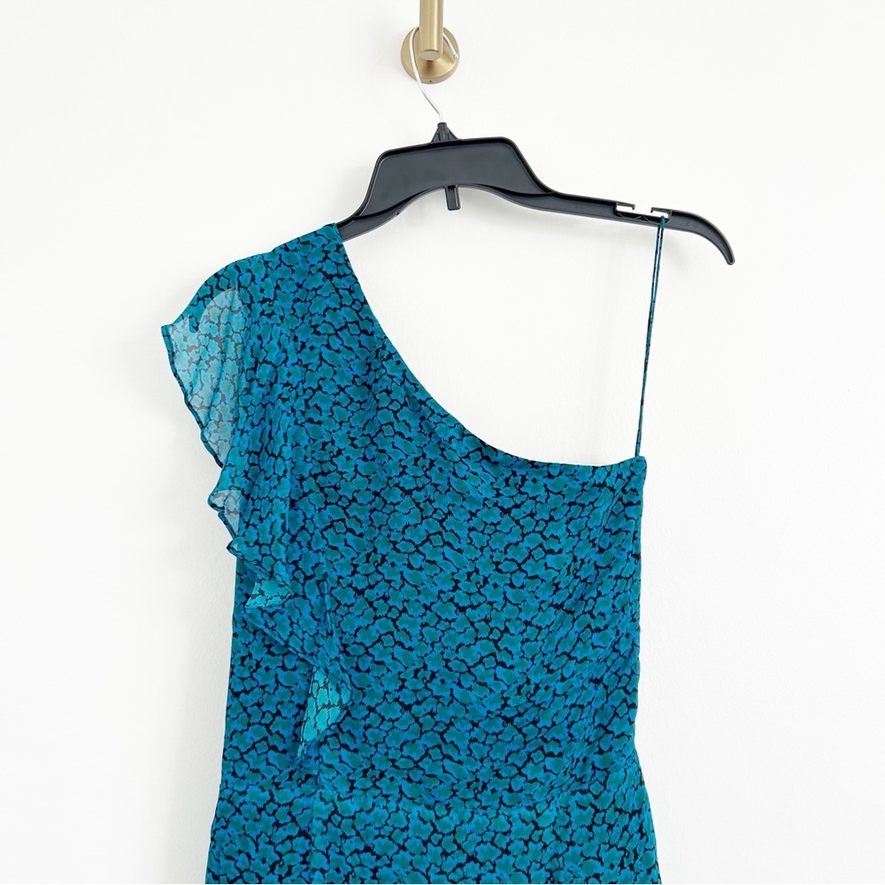 Karina Grimaldi Revolve Tana One Shoulder Ruched Mini Dress Teal Size XS - Picture 8 of 13